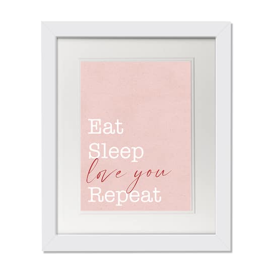 11" x 14" Eat Sleep Love White Framed Print Wall Art